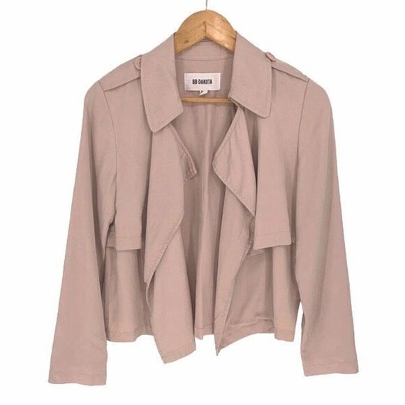 BB Dakota Womens Open Front Waterfall Draped Long Sleeve Blazer Jacket Pink XS - Picture 2 of 9